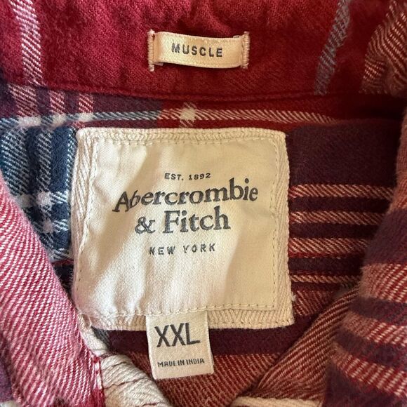Abercrombie & Fitch Plaid Flannel Button-Up Shirt Heavy Thick Flannel Y2K - Picture 2 of 7
